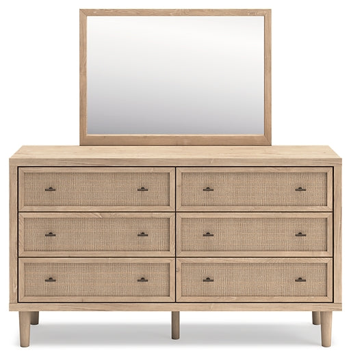 Cielden Queen Panel Bed with Mirrored Dresser and Chest