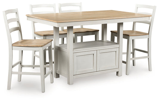 Purlaney Counter Height Dining Table and 4 Barstools